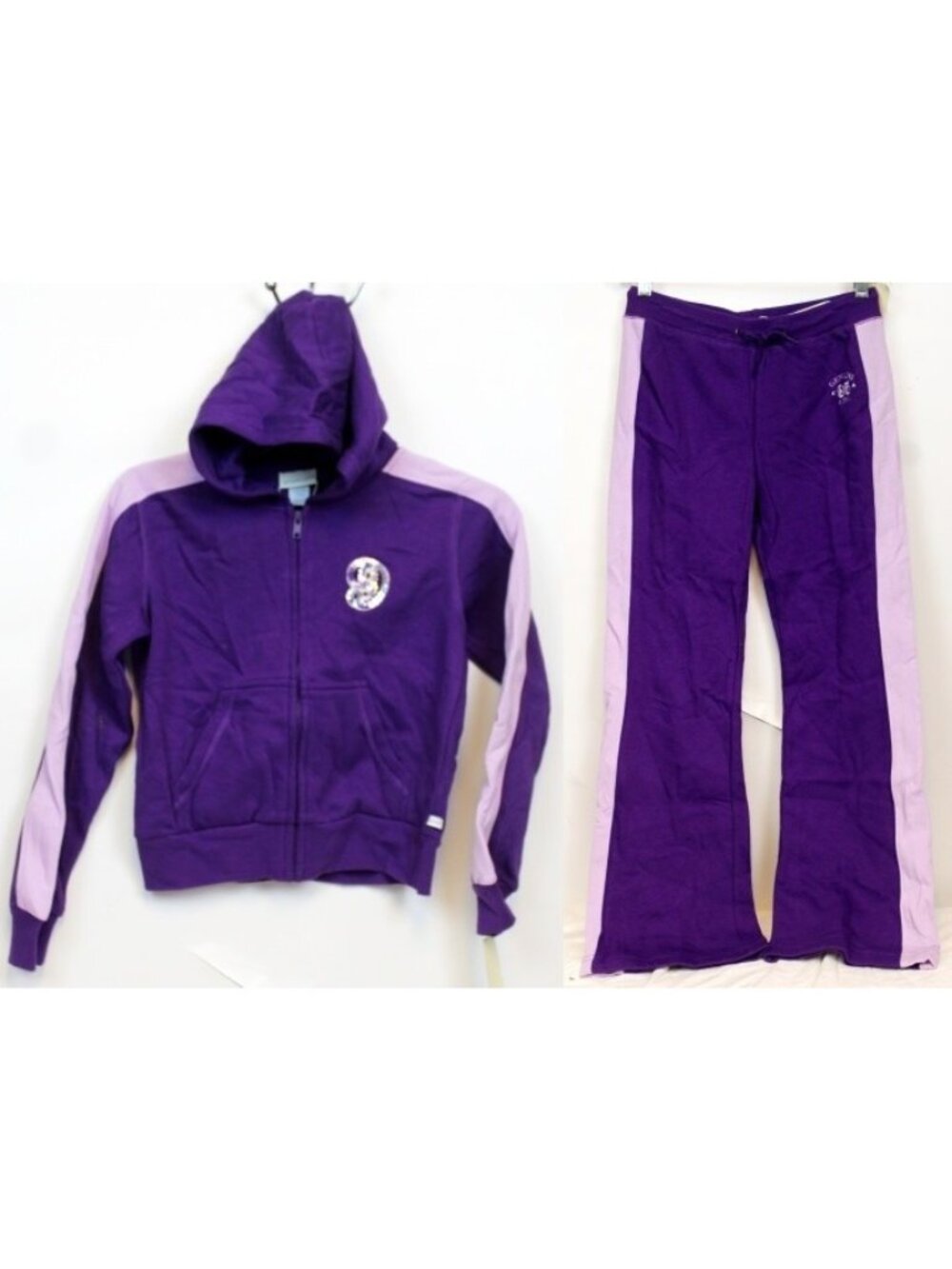 Y2K Oshkosh 2pc Outfit sz M 8-10 Purple Track Suit Hoodie Sweatpants Sporty NEW